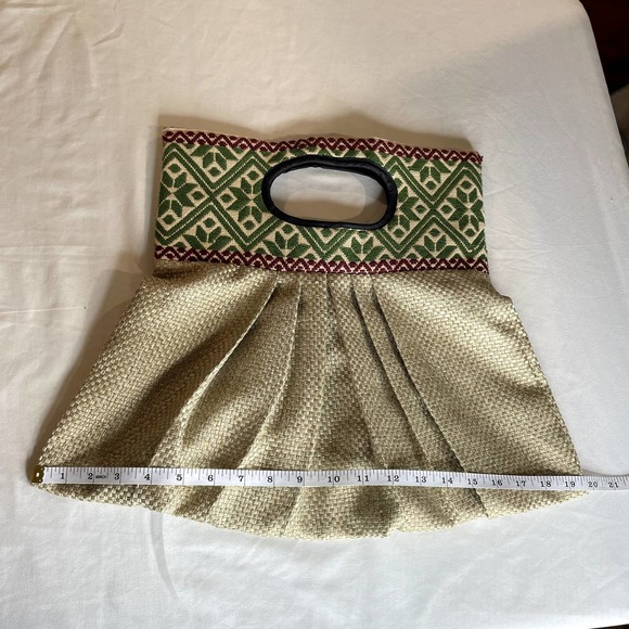 Boho Fabric Clutch Bag Purse Handbag Woven Lightweight Geometric Design - Picture 6 of 8